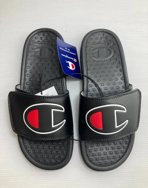 Champion Women's Slide Adjustable Hook and Loop Closure Black