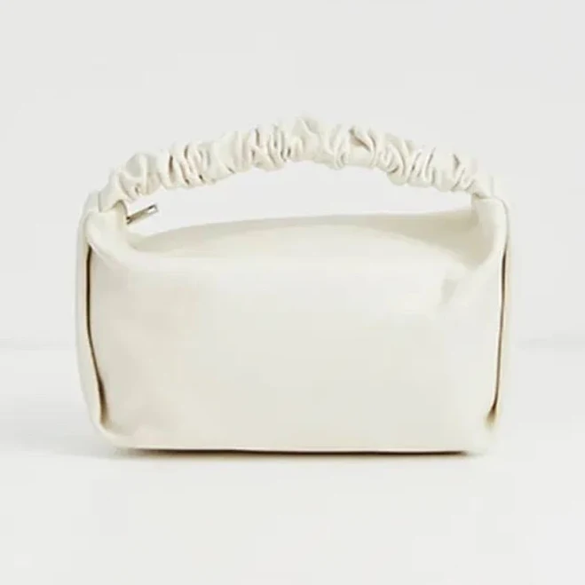 Alexander Wang Scrunchie Small Leather Clutch - White