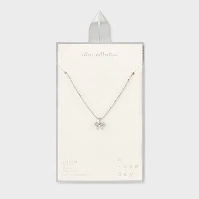 A New Day Sterling Silver Cubic Zirconia Bow Pendant Necklace