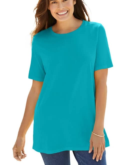 Woman Within Perfect Short-Sleeve Crewneck Tee