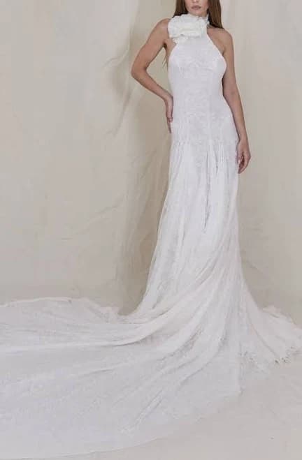Diane Chantilly Lace Silk Chiffon Gown