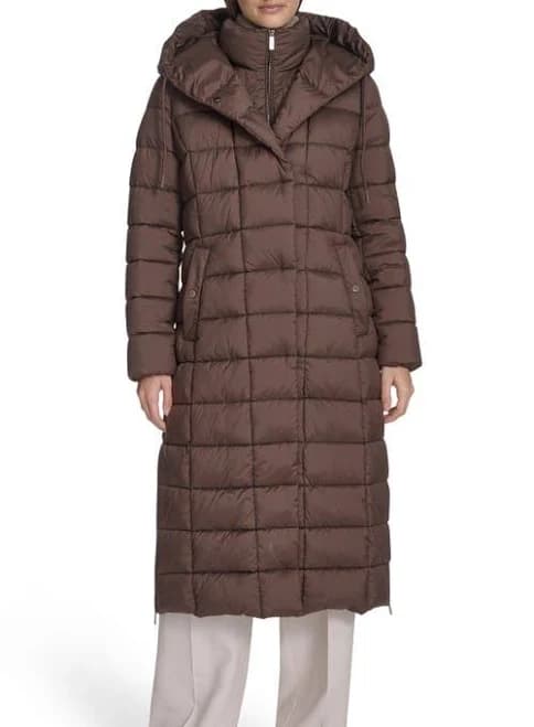 Womens Kenneth Cole New York Water Resistant Stadium Length Quilted Puffer Coat
