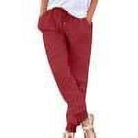 Maean Casual Pants for Women Tapered Cotton Linen Elastic Waist Drawstring Pleated Trousers with Pockets - Walmart.com