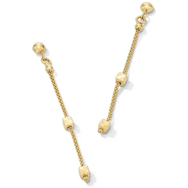 Zales 10K Gold Hollow Cube Station Chain Drop Earrings