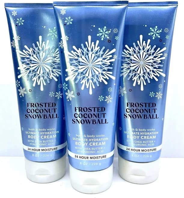 3x Bath & Body Works Frosted Coconut Snowball Ultimate Hydration Body