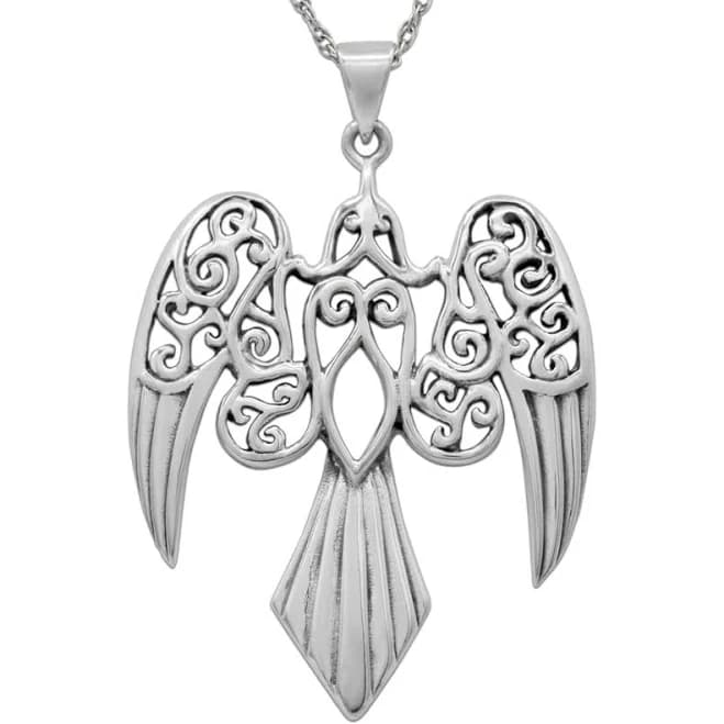 Sterling Silver Large Morrigan Raven Pendant