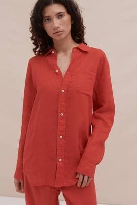 Desmond & Dempsey Linen Lounge Shirt