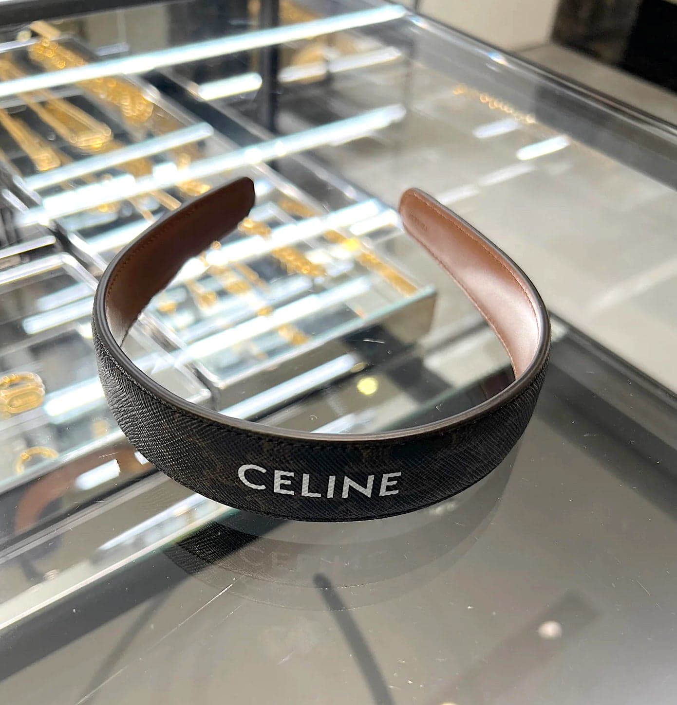 CELINE Triomphe Canvas Headband | Celine hair accessories (brown) – LondonKelly 英國名牌代購