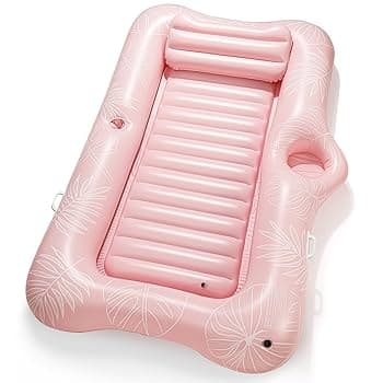 Amazon.com: HeySplash Flotador inflable para piscina, flotador inflable grande para adultos con soporte para tazas y almohada desmontable, flotador para piscina de bronceado para fiesta acuática de verano en : Juguetes y