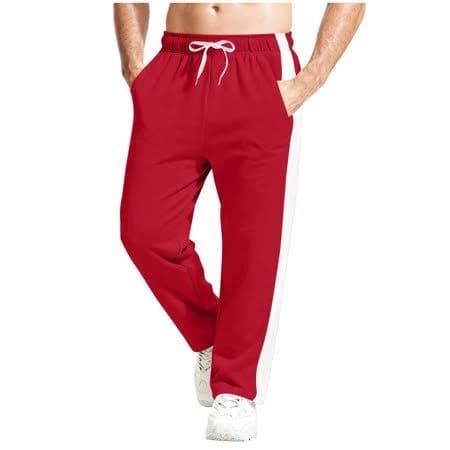 Men's Loose Fit Stripe Track Pants with Elastic Waist and Drawstring