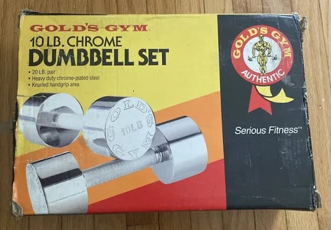 (2) Gold's Gym Steel Black Red Logo Pro Grip Hand Weights Dumbbells 10