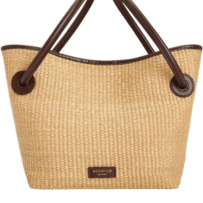 Raffia and Leather Bucket Bag