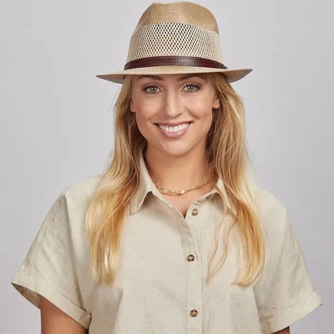 American Hat Makers Tuscany Straw Fedora Hat