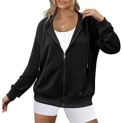 Zeagoo Women's Lightweight Full Zip Hoodie Oversized Sweatshirt with Pockets Drawstring
