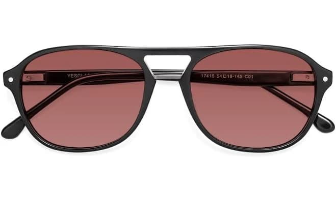 Matte Black Grandpa Acetate Aviator Tinted Sunglasses Sunwear Lenses