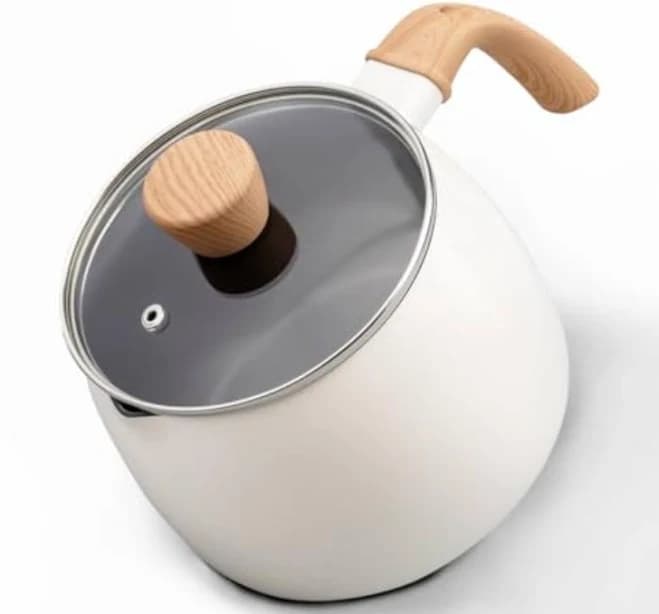 2.5 Quart Nonstick ramic Sau Pan with Lid - PFAS-Free White Cookware, Ceramic cookware, Ceramic cookware set, Ceramic milk pot, Dishwasher Safe Small