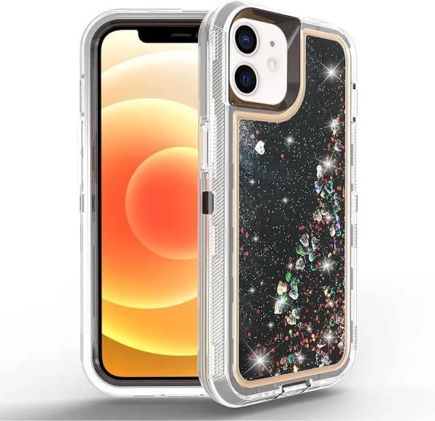 Apple iPhone 11 Transparent Floating Glitter Heavy Duty Case