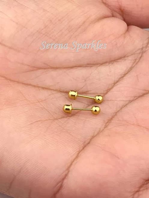 14K Solid Gold Ball Stud Earrings