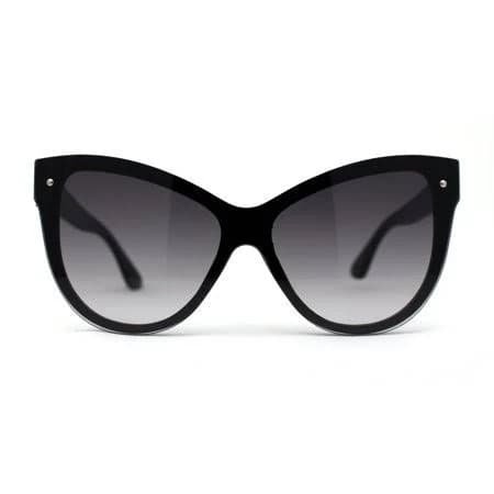 Oversize Cat Eye Chic Horn Rim Shield Sunglasses