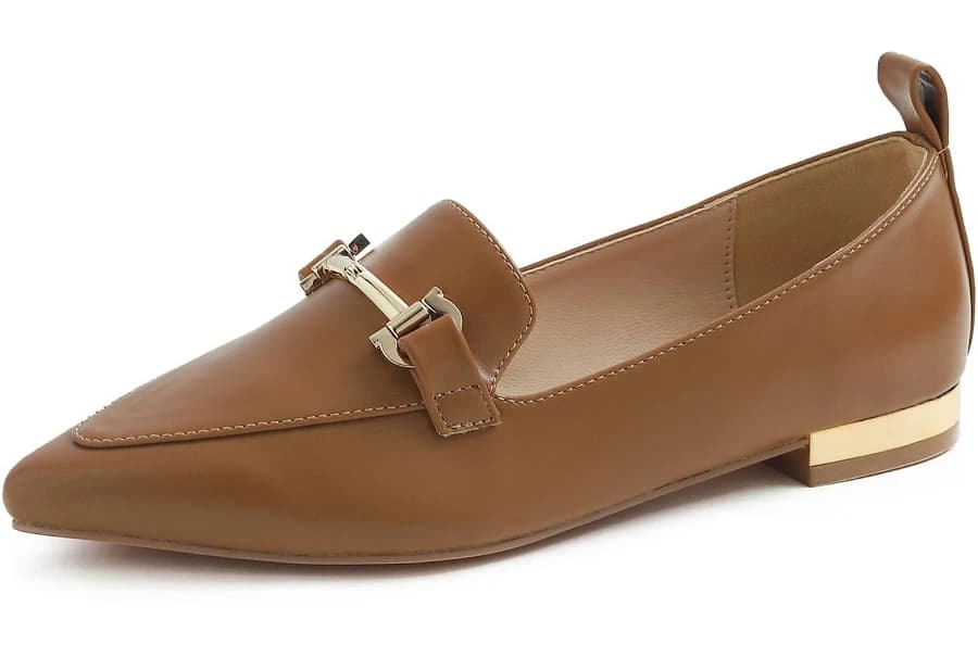 Feversole Women's Flat Pointed Deco Low Heel Slip-On Loafers