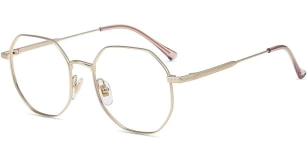Firmoo Gold Matte Polygon Prescription Glasses Metal Frame Lindsay001