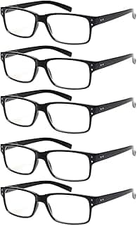 NORPERWIS Reading Glasses 5 Pairs Quality Readers Spring Hinge Glasses for Reading for Men and Women (5BLACK, 100)