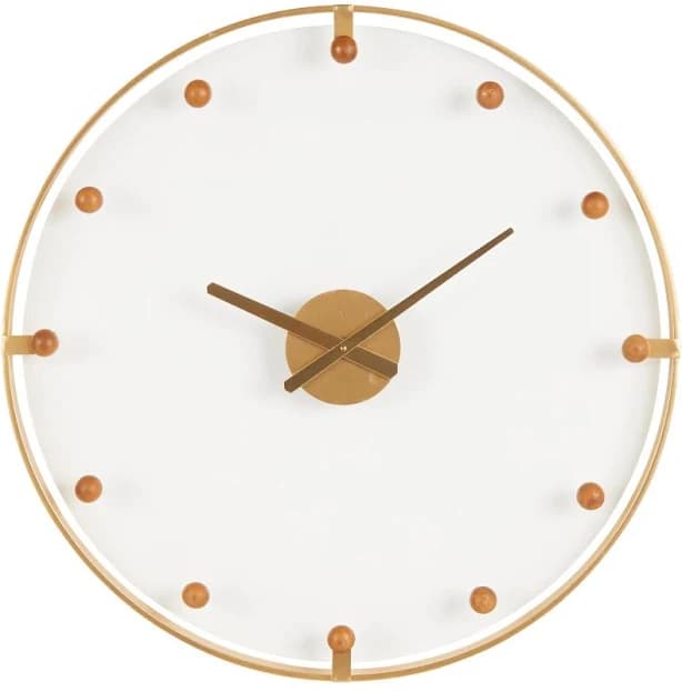 Decmode 28" Gold Metal Wall Clock with Acrylic Face and Ball Accents
