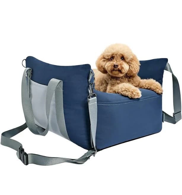 Amazon Basics Pet Booster Car Seat for Small to Medium Dogs with Leash and Washable Cover