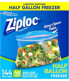 Ziploc Half Gallon Freezer Bags 144 ct