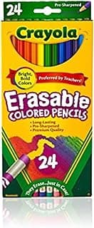 Erasable Colored Pencils (24ct), Kids Coloring Pencils for Coloring Books, Assorted Colors, Arts & Crafts Supplies, Gifts, Ages 6, 7, 8
