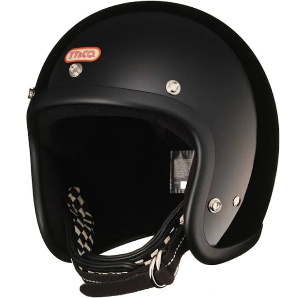 TT&CO. SUPER MAGNUM DOUBLE STRAP BLACK CHECKER BLACK 3/4 OPEN FACE MOTORCYCLE HELMET DOT