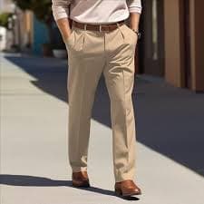 Men's Classic Fit Dress Pants Straight Leg Spring Summer Casual Suit Pants Pleat Front Plain Work Business Trousers Slacks Beige at Amazon Men's Clothing store