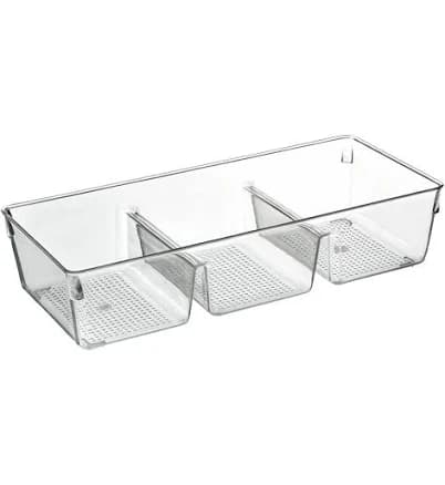 Fresh Start Rectangular Clear Divided Storage Bin