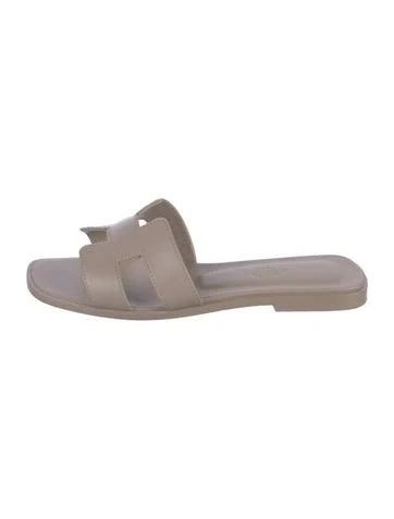 Hermès Oran H Logo Slides in Neutrals, Women's IT 34.5 | 4.5
