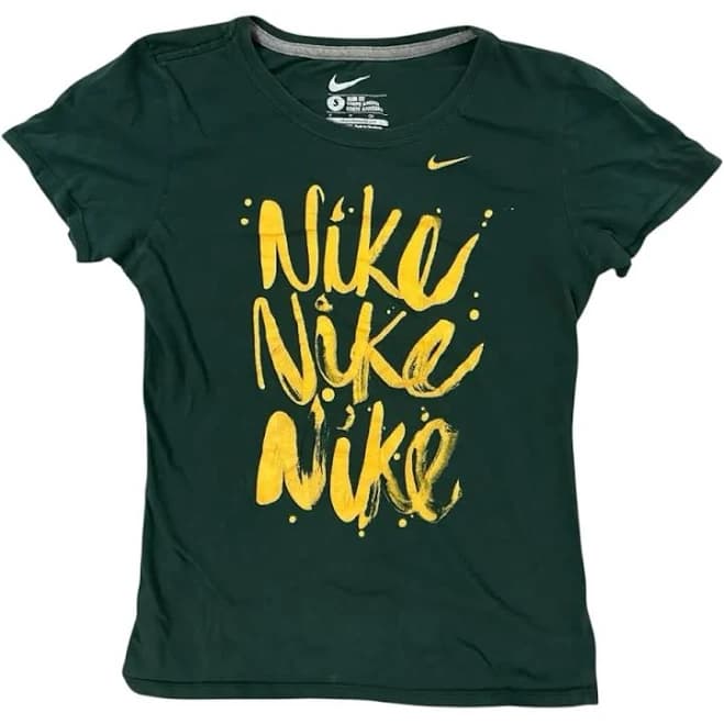Nike Tops | Nike Dark Green Tee With Bold Yellow Print | Color: Green/Yellow | Size: S | Ehandco's Closet