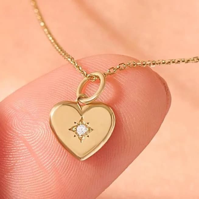 14K Gold Heart Charm Pendant