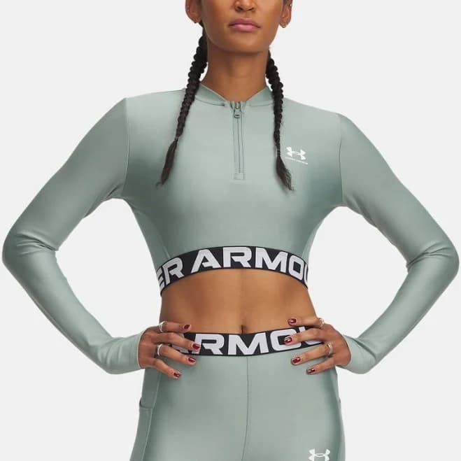 Under Armour Womens HeatGear Rib Long-Sleeve Quarter-Zip Top