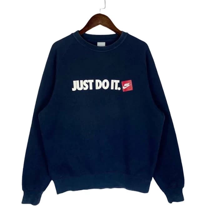 Vintage Nike "Just Do It" Sweatshirt, Navy Blue Pullover (Size M)
