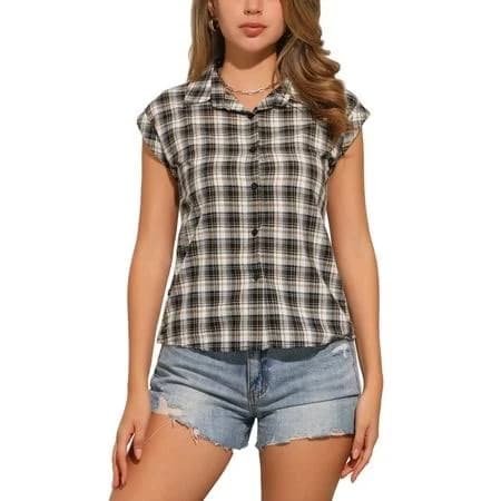 Inspire Chic Women's Plaid Western Button Down Shirt