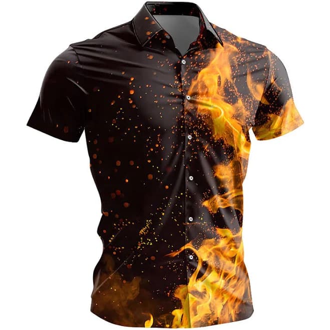 Men's Flame Button Up Shirt