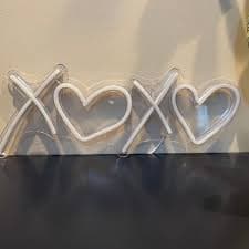 Fluorescent XOXO Heart Wall Light, Pink, White, Wall Art, Lighting, Mode, USB Plug - Etsy