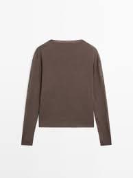 Silk and wool blend knit sweater · Brown, Greenish, Medium Grey · Sweaters | Massimo Dutti