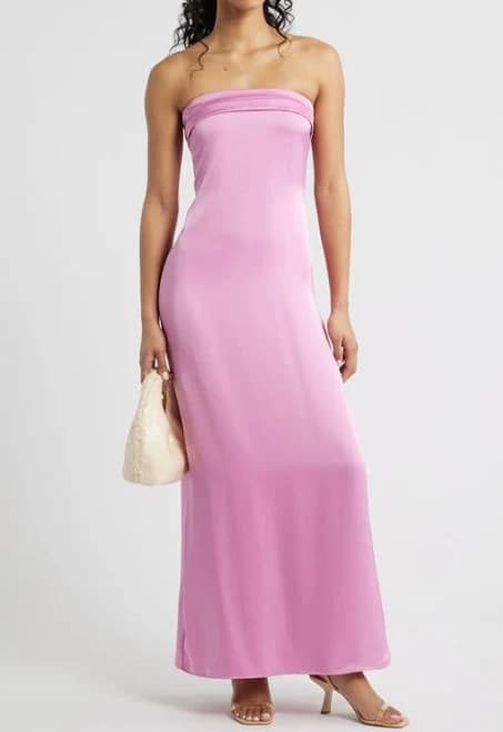 BP. Strapless Satin Gown in Pink Moonlite at Nordstrom, Size Large