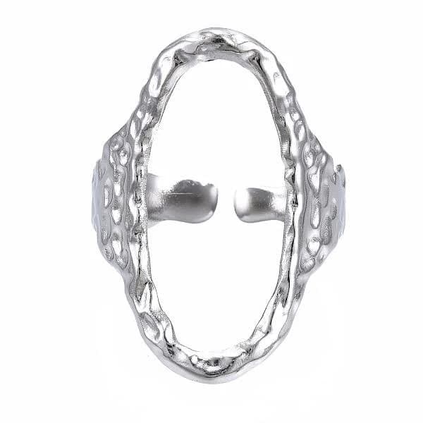 Stainless Steel Oval Open Cuff Ring