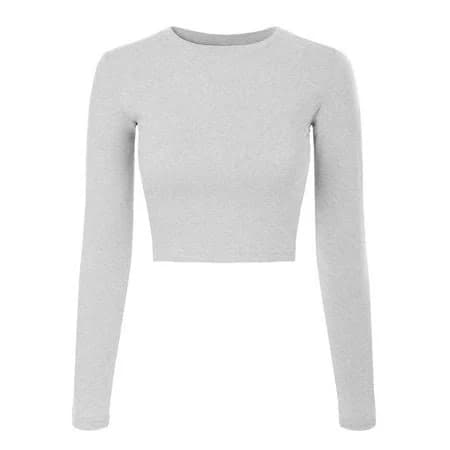 Made by Olivia Women's Long Sleeve Round Neck Crop T-Shirt