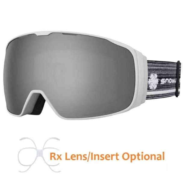 Snowledge Ski Goggle Cyklone - White Frame / Silver Mirror Lens (Shipping to US/Canada Only)
