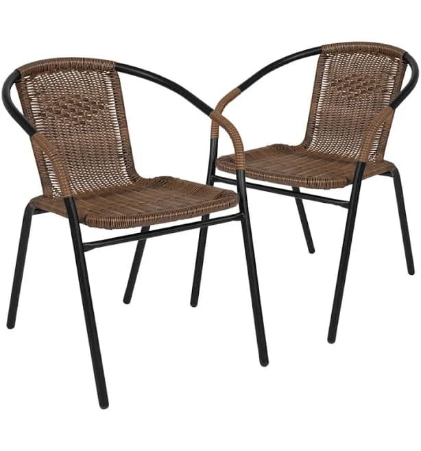 Flash Furniture Lila Rattan Indoor-Outdoor Restaurant Stack Chair
