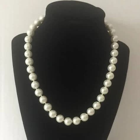 Faux Pearl Single Strand Necklace, 16"