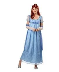 Bridgerton Regency Blue Lace Dress Women's Halloween Costume