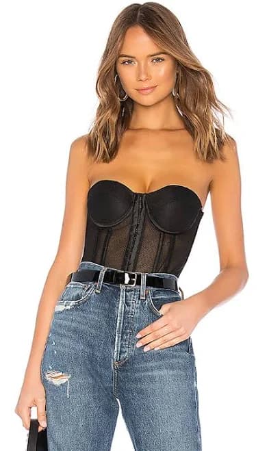 superdown Jeanine Mesh Corset in Black - size M